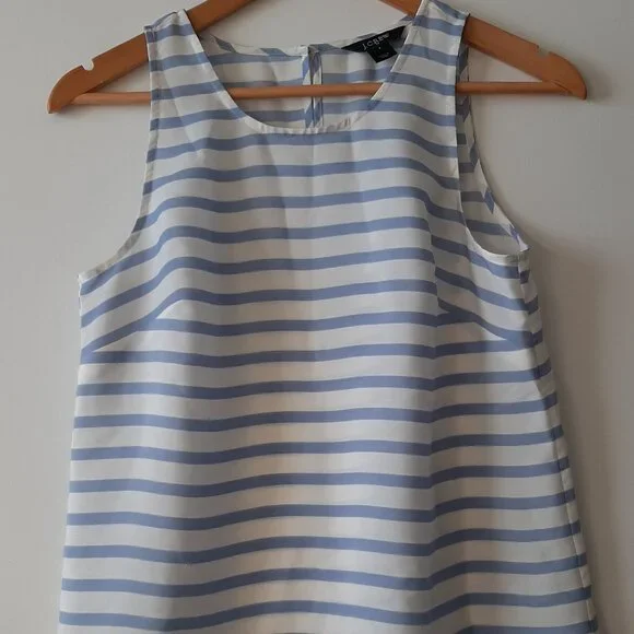 J. CREW - Sleeveless Top - Blue and White Striped - Size 4 - Picture 2 of 5